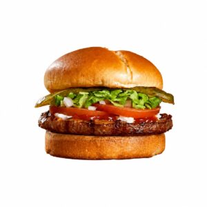 Burger régulier grillé avec tomate, salade, oignon et mayonnaise